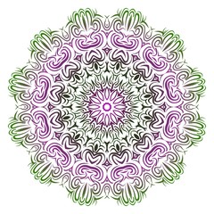 Ornamental arabic pattern with mandala. Vector illustration. Tribal ethnic fashion design. Purple, green color