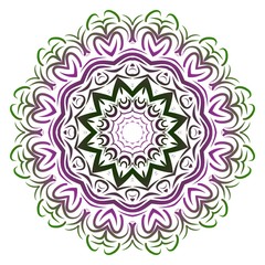 Green, purple color Anti-stress therapy pattern. Mandala. For design backgrounds. Vector illustration.