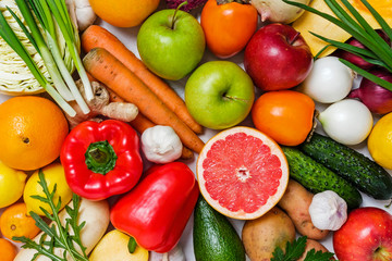 Fruits and vegetables background concept