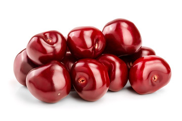Sweet red cherries isolated on white background macro