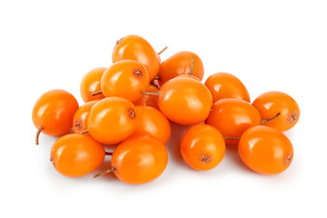 Sea buckthorn. Fresh ripe berry isolated on white background macro