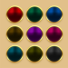 set of color metallic golden buttons