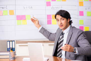 Young handsome employee working in the office
