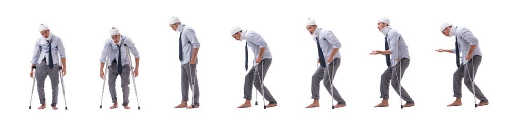 Injured businessman isolated on white 