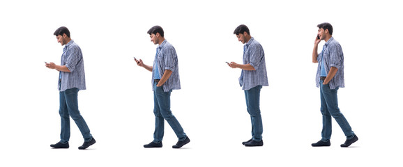 Obraz premium Young student with smartphone isolated on white 