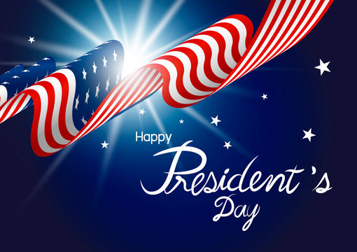 President's Day design of american flag with light on blue background vector illustration