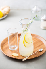 Obraz na płótnie Canvas Refreshing drink with ginger and lemon.