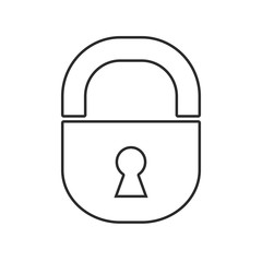 Cyber security concept. Lock symbol. Design for infographics or presentation. Thin line style
