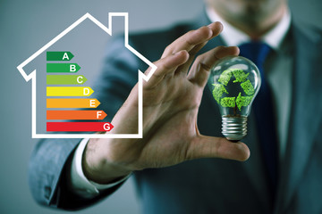 Businessman in energy efficiency concept