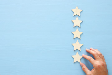 concept of setting a five star goal. increase rating or ranking, evaluation and classification idea.