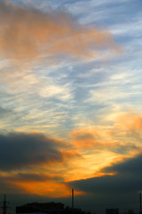 Obraz premium Bright photo background sunset in the city in the evening