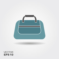 Sport bag icon in flat style with shadow