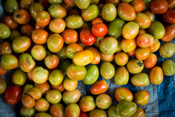Tomato piles that are sold on the floor