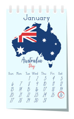 Obraz na płótnie Canvas Australia day. Calendar 26 january. Vector illustration.