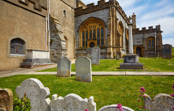 The churchyard of St Michael the Archangel Church. Lyme Regis. West Dorset. England