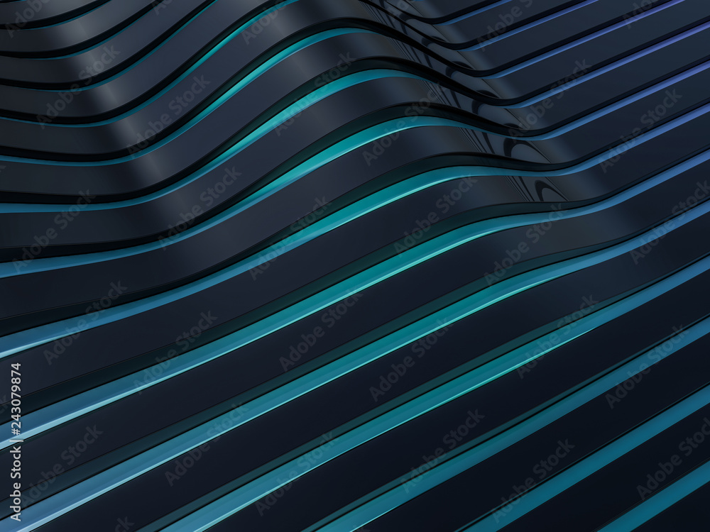 Poster background abstract with soft black waves. 3d