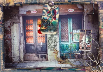 Selbstklebende Fototapeten Surreale und makabre Türen auf einer fantastischen Straße © Rosario Rizzo