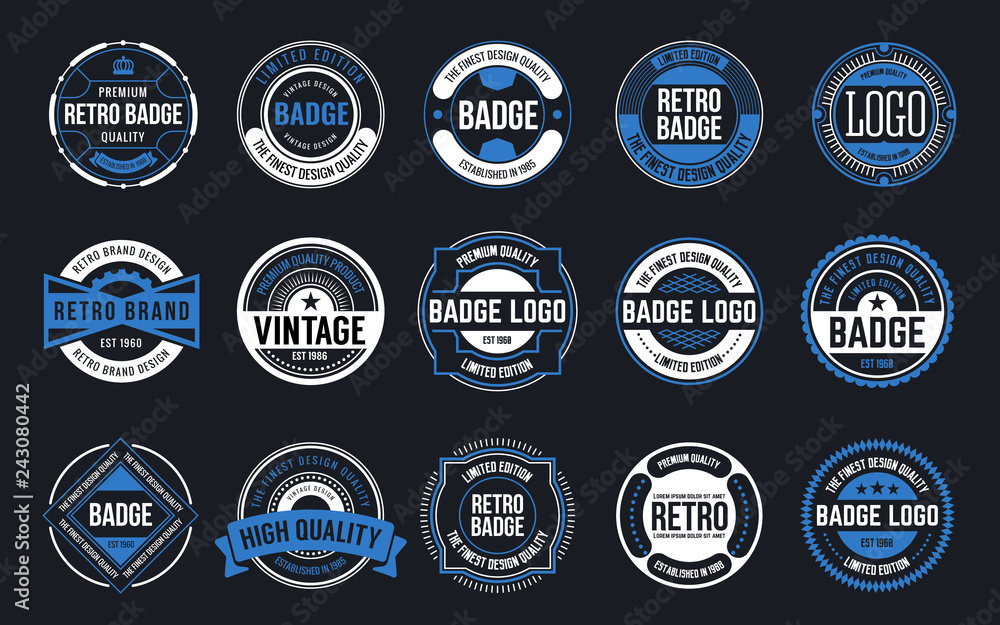 Wall mural 15 Retro Vintage Badges Design Collection. Vector illustration