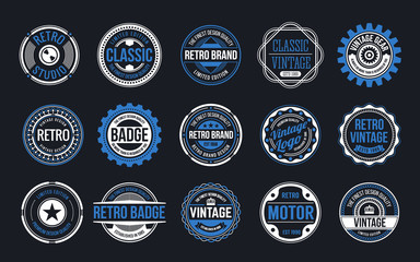 15 Retro Vintage Badges Design Collection. Vector illustration