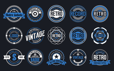 15 Retro Vintage Badges Design Collection. Vector illustration
