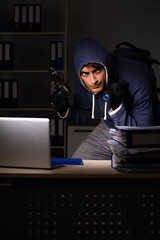 Thief trying to steal personal data in identity theft concept