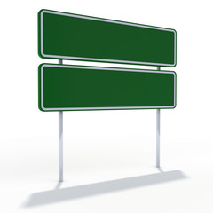 Obraz premium Blank green road sign or Empty traffic signs. 3D
