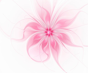 Abstract fractal pink flower on white background