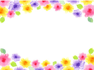水彩の花のフレーム