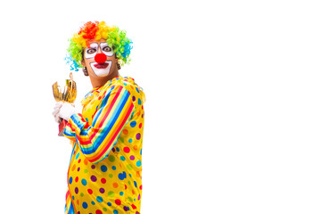 Male clown isolated on white 