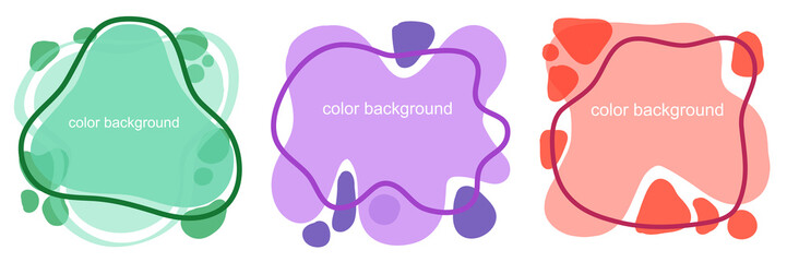 Set of modern abstract banners. Flat geometric shapes from a liquid of different colors in the style of a flat design