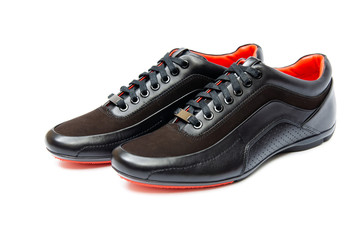 Black sporty shoes isolated on white background