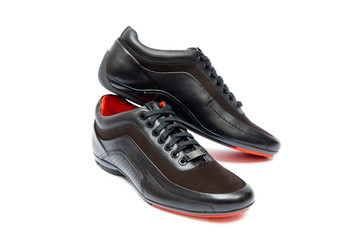 Black sporty shoes isolated on white background