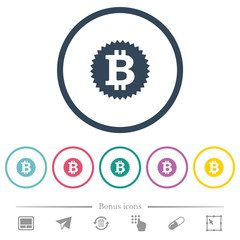 Bitcoin sticker flat color icons in round outlines