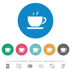 Cup of coffee flat round icons