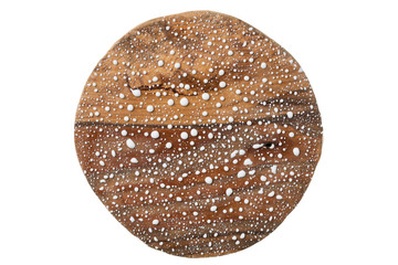 Beautiful drops of white paint on a wooden frame made of wood. Isolated on white background.