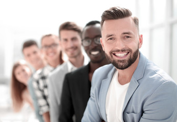 Obraz premium six different people standing in a row.