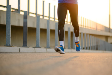 Young Sports Man Running at Sunset. Healthy Lifestyle and Sport Concept.