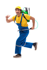 Pest control contractor isolated on white background