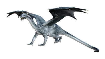 3D Rendering Fairy Tale Dragon on White