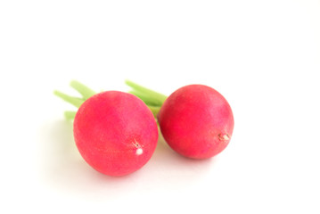 Red radish isolated on white background.