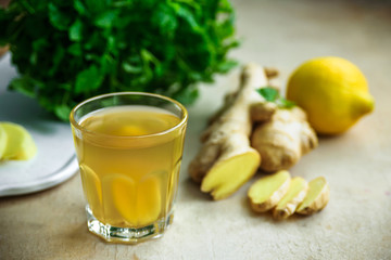 Glass with ginger drink