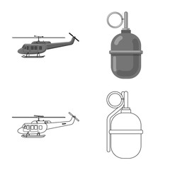 Vector design of weapon and gun icon. Set of weapon and army vector icon for stock.