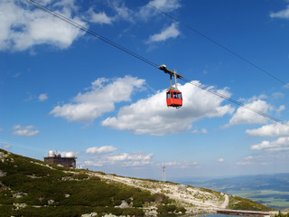 Cable car in High Tatras. Lomnicky Stit, Slovakia.