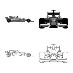 Isolated object of car and rally icon. Set of car and race stock symbol for web.