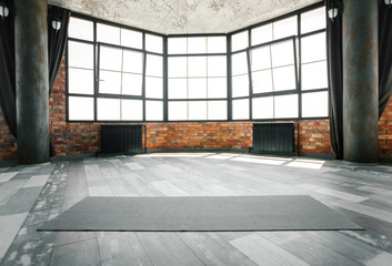 Loft yoga studio, copy space