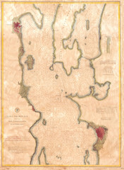 Fototapeta na wymiar Old Map Lake Champlain, Burlington, VT, 1874, U.S.C.S.