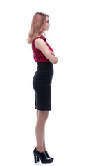 Fototapeta premium Elegant business woman in black skirt.