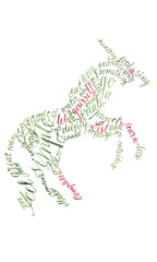 Figurative colorfull calligraphy of unicorn