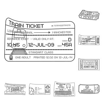 Vector illustration of ticket and admission symbol. Set of ticket and event stock vector illustration.