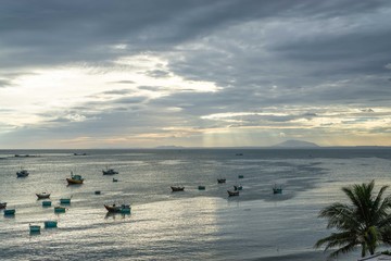 Sunrays shining through the Clouds in Mui Ne, Vietnam
